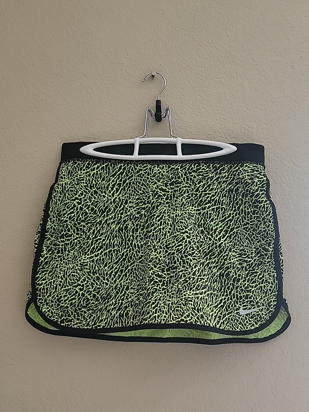 Nike Lime Green and Black Printed Athletic Skort